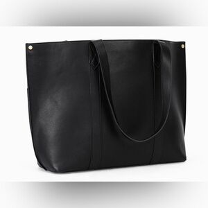 New black Thirty One Signature Tote  Faux Leather with Removable Pouch